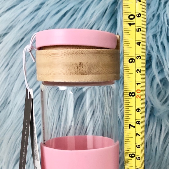 Glass Water Bottle, Bamboo Lid Screw Top W/Handle & Pink Silicone Sleeve, 20 oz - Picture 13 of 13